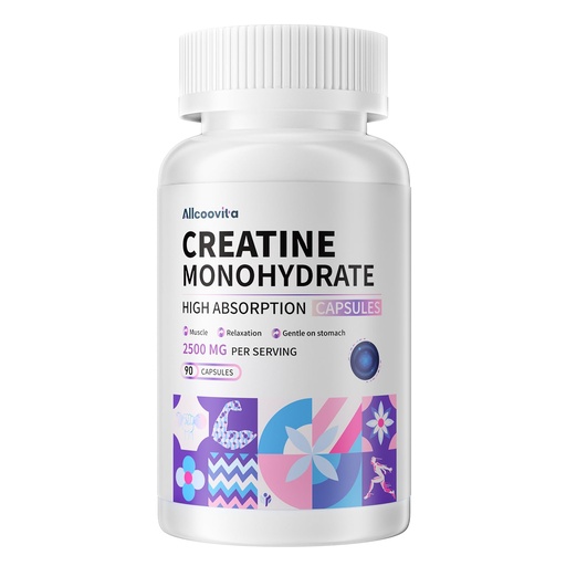 [BRSRAH3RCN7A4334] Allcoovita Creatine Monohydrate Capsules -3 Creatine Capsules per Serving, 2500mg, Gluten Free, 90 Capsules