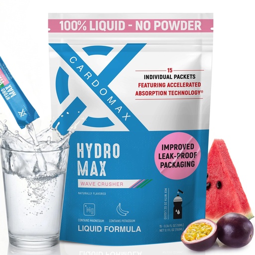 [BRSROY33OEFGG2D6] CardoMax Hydration Packets - Hydromax Electrolyte Drink Mix Packets with Sodium, Magnesium, & Potassium - Vegan & Keto-Friendly, Electrolyte Drink Mix - 15 Liquid Hydration Sticks, Wavecrusher