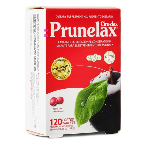 [BRSWYFD2PJ7BSAA6] Prunelax Ciruelax Regular Strength Laxative Mini Tablets - Overnight Relief for Occasional Constipation, Senna Extract, Vegan & Gluten-Free, Gentle Relief - 120ct