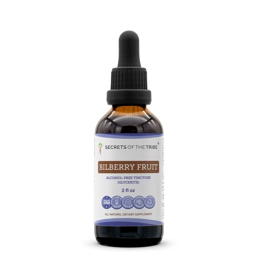 [BRSWEC37AV6Q2ADA] Secrets of the Tribe Bilberry Fruit Alcohol-Free Liquid Extract, Bilberry (Vaccinium Myrtillus) Dried Fruit Tincture Supplement (2 FL OZ)
