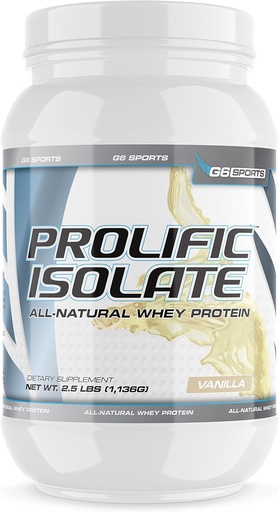 [BRSWGEA5PIORUCL6] G6 Sports Nutrition Prolific Isolate All Natural Whey Protein Isolate (Gluten Free, Lactosa Free, Soy Free, Stevia Sweeced, 25g Protein, 100 Calories) - 2.5lb Jar - Vanilla