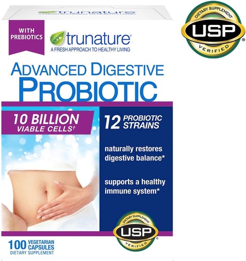 [BRSWGGAQCF5RSEIV] trunature Advanced Digestive Probiotic, 100 Capsules (3 Pack)