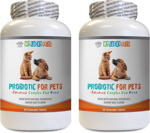[BRSWGAANOIMQODIV] dog probiotic digestive enzymes - PET PROBIOTIC - DOGS AND CATS - DIGESTIVE BOOST - GET RID OF BAD BREATH AND STOP DIARRHEA - lactobacillus salivarius probiotic - 2 Bottles (120 Treats)
