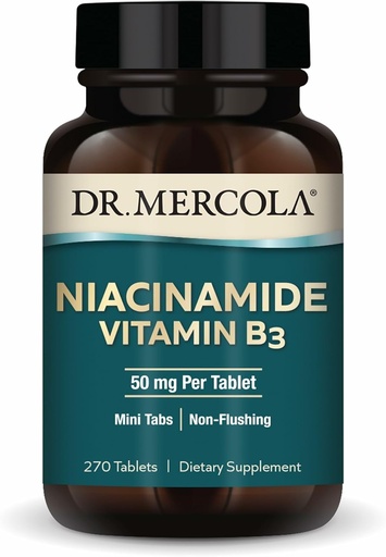 [BRSROFAHCADR6HQY] Dr. Mercola Niacinamide B3-50 mg per Talet - Mendukung Kesehatan Metabolic - Non-Flushing - Mini Tab-Non-GMO, Gluten- Free & Soy- Free - 270 Servings (270 Tablet)