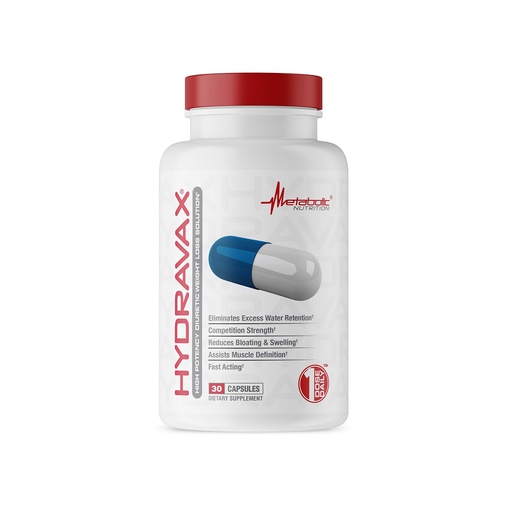 [BRSWGCQPCJ4BMHT2] Metabolic Nutrition, Hydravax - Premium Diuretic Water Pills, Natural & Safe, Eliminates Water Retention, with Dandelion, Magnesium, Green Tea Extract, Cranberry Powder, 30 Capsules, 1 Dose Daily