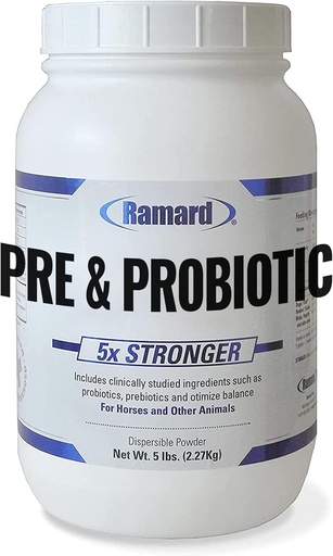 [BRSWKHYIOMFBQGTU] Ramard Total Prebiotic & Probiotic Equine Formula - Natural Digestive Supplement for Horses Optimal Gut Health, Nutrient Absorption, Foal Support Pro & Pre Biotics for Livestocks and Horse 5 lbs Jar
