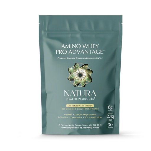 [BRSRA2T7A55BOGYY] Natura Health Products Amino Whey Pro Advantage™ - Grass-Fed Whey Protein with HMB, Creatine, L-Glutamine. Clean Ingredients for Muscle Growth, Recovery (8 Grams of Protein per Scoop - 30 Servings)