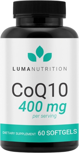 [BRSWYBIDBYJQ2AY3] Luma Nutrition CoQ10 400mg Softgels - Coenzima de înaltă absorbţie Q10 - Co Q-10 200mg / 400mg Per Serving - Heart Health - 60 lichid Softgels
