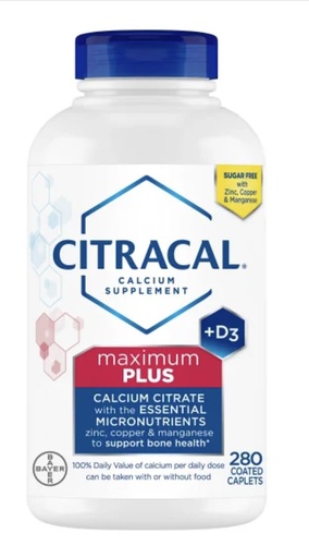[BRSRAAT4AQPQ2YLU] Citra-Cal Plus D3 Supplement with Zinc, Copper, Magnesium, Maximum Plus, 280 Count