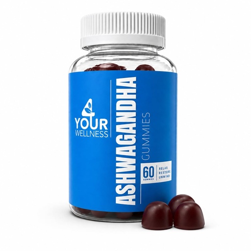 [BRSRAZIPOYHGA236] Ashwagandha Gummies with KSM-66 & Lion’s Mane Mushroom - Adaptogen Supplement with Vitamin D, Lemon Balm & Ginger, Vegan Non-GMO Gluten Free, Kosher, 30 Day Supply, 60 Count, Pack of 1