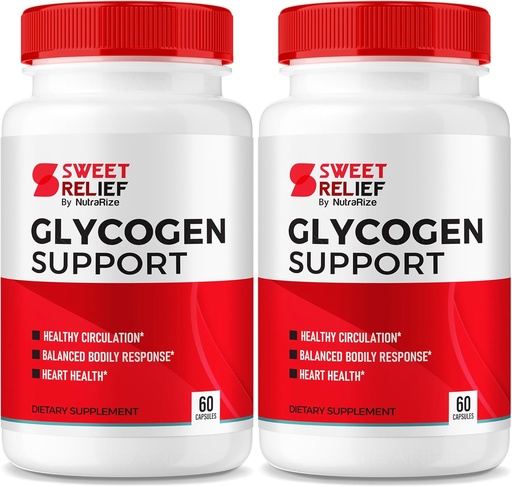 [BRSRAYL7AQMAM3Y3] NutraRize (Pack of 2) Sweet Relief Glycogen Support - Joint Support & Blood Vessel Cleaner, Detox Support, Glycogen Capsules Glyco Optimizer Cleanse Restore (120 Capsules)