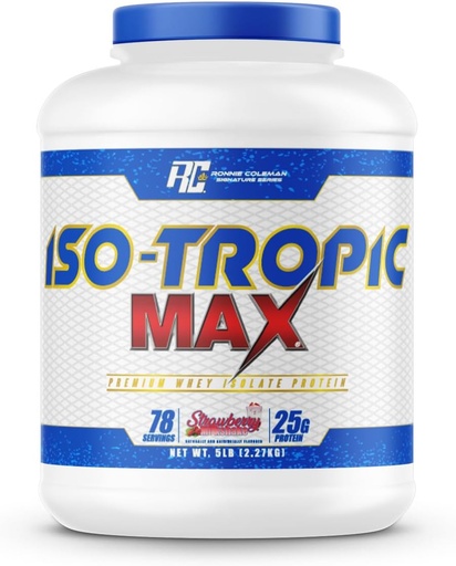 [BRSROHQ6CMIAEELK] Ronnie Coleman Signature Series Whey Isolate Protein Powder, Pre Workout Shake Mix for Lean Muscle Mass & Post Workout Recovery, Iso-Tropic Max, Strawberry Milkshake Flavor, 5 lbs, 75 Servings