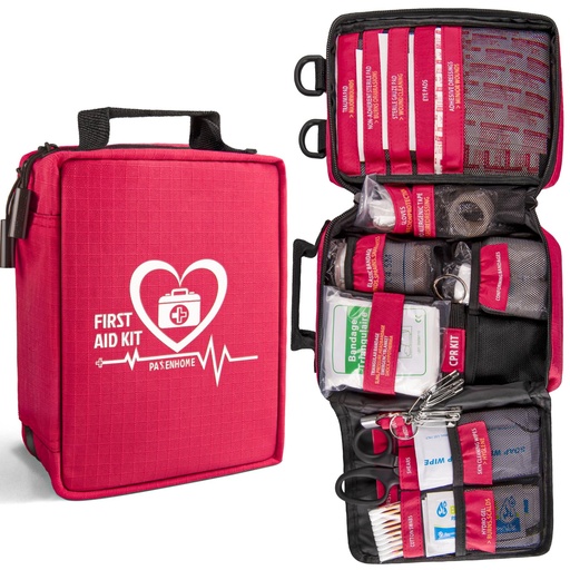 [BRSW2BQ3CUFBO33K] First Aid Kit with Rapid-Response Labeled Compartments, Compact Waterproof Emergency Kit with Molle Straps for Car, Camping, Home, Hiking, Travel