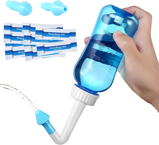 [BRSWYEAFAEARSDLP] Carllg Neti Pot - Nasal Irrigation Wash Bottle with Sinus Rinse Salt for Adult & Kid (300ml Bottle with 30 Salt Packets)