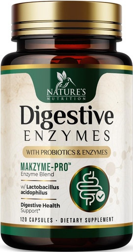 [BRSWGEIHAUBQO3LH] Digestive Enzymes - Super Digestive Multi Enzyme Complex for Bloating & Gut Health Support with Bromelain, Papain, Probiotics & Prebiotics - Digestion Health Support for Women & Men - 120 Capsules