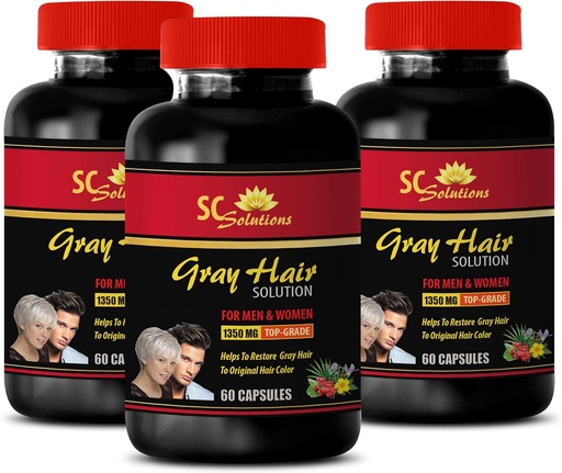 [BRSWGH36DMCGA33J] Energy Pills - Anti-Gray Hair Solution - for Men and Women - Folic Acid, Biotin, Pantothenic Acid, Catalse, Horsetail, Saw Palmetto, PABA, L-Tyrosine, Nettle, Chlorophyll, Fo Ti, Barley 3B 180 Caps