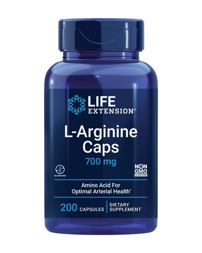 [BRSWIZATBQPQ2DDM] Life Extension L-Arginine Caps, 700 mg, Vitamin C & Amino Acid for Optimal arterial Health, Supports Heart & Immune Health, Healthy Tissue & Bones, Gluten Free, Non-GMO, 200 Capsules