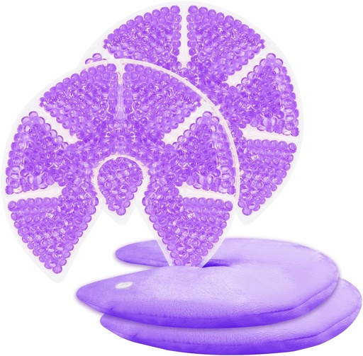 [BRSROFT3PMMBAYLX] Hot/Cold Breast Gel Bead Ice Packs Breast Cooling/Heat Pads Relief for Breastfeeding, Nursing Pain, Mastitis, Engorgement, Swelling, Plugged Ducts | Boost Milk Let-Down & Production,2 Pack (Purple)