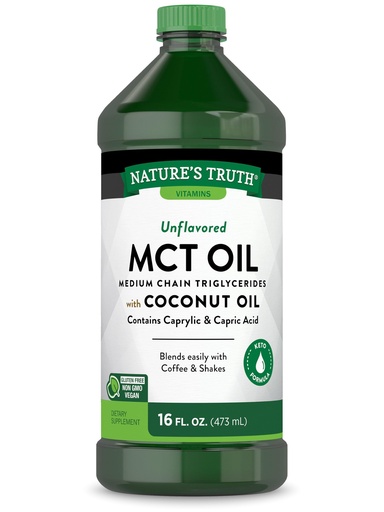 [BRSWGBQNOUBR6H34] Nature's Truth MCT Oil | 16 fl. oz | Keto, Unflavored Formula | with Coconut Oil | Vegan, Non-GMO, and Gluten Free Supplement | with Coconut Oil | Vegan, Non-GMO, and Gluten Free Supplement