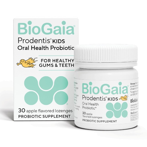 [BRSWYAL7CENRSEI2] BioGaia Prodentis Kids | Dental Probiotics for Teeth and Gums | Promotes Good Oral Health & Gut Health Too | Oral Probiotics | 30 Apple-Flavored Lozenges | 1-Pack
