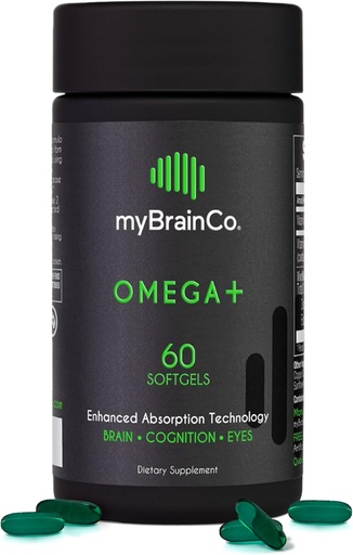 [BRSRMBALDJ7AGGTX] myBrainCo - OMEGA+ - EPA DHA Omega 3 Supplement with Tocotrienols Vitamin E - Supports Brain Health, Cognitive Function, Mood Balance, Eye Health & Immunity - Brain Health Supplement (60 Softgels)