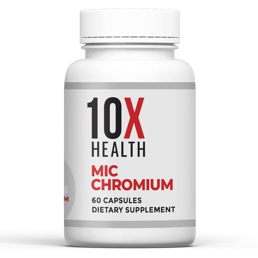 [BRSRAZY3CIBGKCDX] 10X Health MIC Chromium Supplements - 60 Capsules - Contains Choline Inositol & L Methionine - Mineral Supplements for Daily Nutritional Support - Chromium, L-Methionine, Choline Supplements