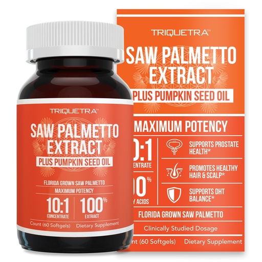 [BRSWGCYHOABBUFD3] Saw Palmetto Extract – 10X Potency, Pharmaceutical Grade Strength - Plus Pumpkin Seed Oil - Supports Prostate Health, Relieves Urination Issues, Supports Hair Growth, DHT Blocker – 60 Softgels