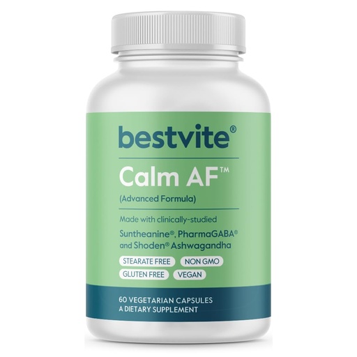[BRSRA234OZ6AA3LF] Calm AF (Advanced Formula) (60 Veggie Caps) - Clinically Studied Shoden Ashwagandha, Suntheanine L Theanine, PharmaGABA - No Stearates - Vegan - Non GMO - Gluten Free - Ashwagandha & GABA Supplements