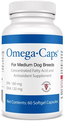 [BRSWIZQGAJ6AYDT2] Omega-Caps For Medium Dog Breeds - Omega 3, Vitamins, Minerals, Antioxidants - Support Immune System, Joints, Heart, and Brain - 60 Softgel Capsules