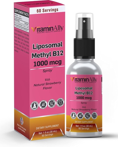 [BRSROZT4OUCBSDL3] Liposomal Vitamin B12 Spray | 60 Servings | 2 Month Supply |1 fl oz | Non-GMO | No Added sugars | Gluten Free | Travel Friendly | Supports Energy, Nerve Health and Brain Function