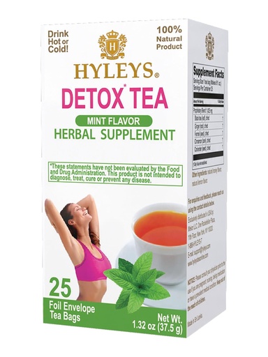 [BRSWKHY5PIIBCEA5] Hyleys Detox čaj za čiščenje - zeleni čaj z meto, ingver & konoplja - Podpira digestijo in detox - 25 čajne vrečke (1 paket)