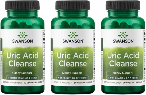 [BRSWGFD3CMCBOCTO] Swanson Uric Acid Cleanse - Natural Supplement Promoting Kidney Support - Features a Powerful Combination of 7 Herbs - (60 Veggie Capsules) 3 Pack