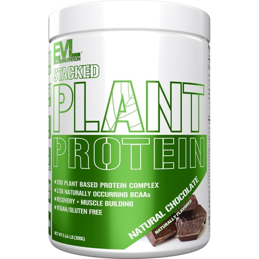 [BRSREHT5DMFAYCQZ] Evlution Nutrition Stacked Plant Protein Powder, Vegan, Non-GMO, Gluten-Free, Probiotics, BCAAs, Fiber, Plant-Based Protein Complex, 300G (Natural Chocolate)