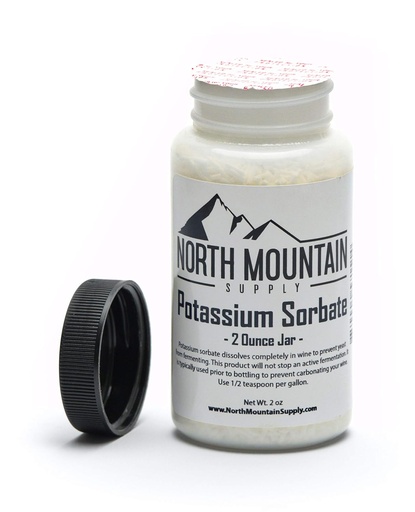 [BRSRAHQ2CMIAICLO] North Mountain Supply Food Grade Potassium Sorbate Stabilizer - 2 Ounce Jar (Pack of 2)