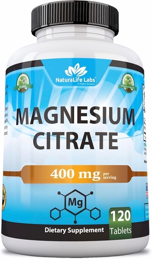 [BRSWKHD2AAMB43DJ] Magnesium Citrat 400 mg pro Portion – 120 Tabletten, Vegan, Non-GMO
