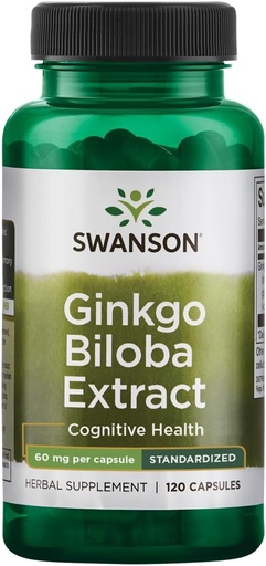 [BRSWIYYMBUDBS3TU] Swanson Ginkgo Biloba Extract 24% 60 Milligrams 120 Capsules