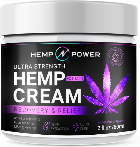 [BRSWGCQPPMMWOYDZ] Hemp Power Common Muscle Relief Cream Cream, Hemp, Menthol, MSM Arnica, Back, Muscles, Ortaklar, Boy, Omuzlar, Dizler, Nerves - 2 Fl Oz.