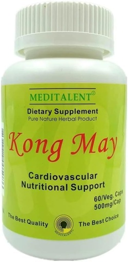 [BRSWIEIGBQFWGA32] Kong May Herbal Supplement with Red Yeast Rice, Natto Fermented Powder, Antrodia Mushrooms | All-Natural Cardiovascular Support for Overall Health and Well-Being - 60 Capsules by Meditalent