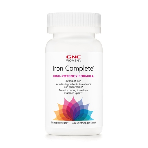 [BRSWY2Y3OF7AA3DA] GNC Women's Iron Complete Multivitamin, Enhances Ability to Absorb Iron, 60 Caplets