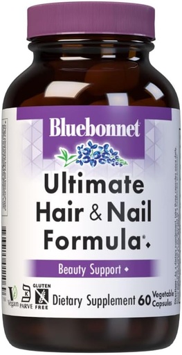 [BRSWIYY3BZ6BGF34] Bluebonnet Feed Ultimate Saç və Nail Formula, Vitaminlər *, Minerals*, Gözəllik üçün Xüsusi Nutrients, Qızıl-Free, Kosher-Cerized, Sütun-Free, Vegan, 60 Bitki Kapsülləri, 20 Xidmətlər