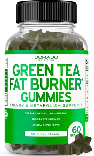 [BRSROAI7BF5BSE3Z] Green Tea Fat Burner Weight Loss Gummies (60 Count) Fat Burner Women - Appetite Suppressant Weight Loss Supplement for Men & Women with Apple Flavored - Third Party Tested - USA Made