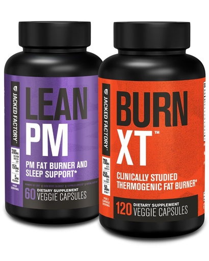 [BRSRAED7PIOR6ELJ] Jacked Factory Lean PM Night Time Fat Burner, Sleep Aid Supplement, & Appetite Suppressant (60 Capsules) & Burn-XT Clinically Studied Fat Burner & Weight Loss Supplement (120 Capsules)