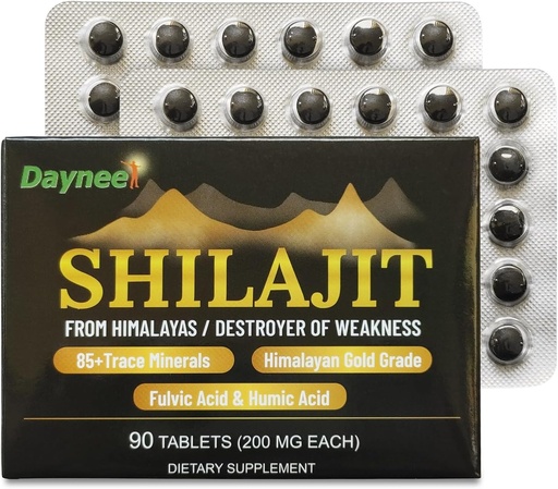 [BRSROAIEAFYAIFDO] 90 Shilajit 정제, Himalayan Shilajit 유기 건조한 하락 (200mg 각각, 90 일 공급) - 최대 힘 금 급료 보충교재 - Metabolism를 위해, 에너지 & 면역성이 있는 지원을 위해