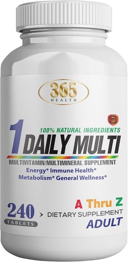 [BRSW2FD5BUJRSA36] Multivitamin, Multimineral Supplement w/Antioxidants, Zinc, Vitamin D3 & B Vitamins, Gluten Free, Non-GMO Ingredients - (240 Count) 365 Health