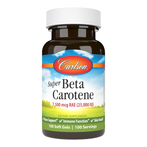 [BRSWECQ2PIJR4CYY] Carlson Super Beta Carotene 25,000 IU, Vitamin A as Beta Carotene, Antioxidant Support for Vision, Skin & Immune Health, 100 Soft Gels