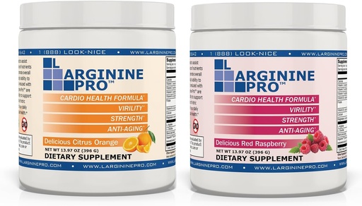 [BRSWYZQBCECREDLJ] L-ARGININE PRO | 5,500mg L-Arginine Plus L-Citrulline 1,100mg Orange & Raspberry Powder Drink Mix Supplement for Increased Nitric Oxide Production
