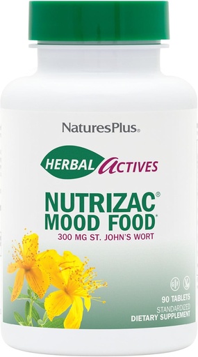 [BRSWIYT3PMDRMYL6] Natures Plus Herbal Actives NutriZAC Mood Food - 300 mg St Johns Wort, 90 Vegan Bi-Layered Tablets - Maximum Potency Natural Mood Booster - Vegetarian, Gluten-Free - 90 Servings