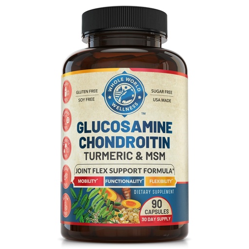 [BRSROZQTDMORACTG] Joint Support Supplement with Glucosamine Chondroitin MSM Turmeric Boswelia. Supports Inflammatory Response, Discomfort Relief for Knees Hands Back Joints. USA Made.