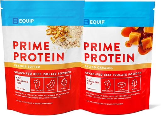 [BRSROBQEBAHGE3YV] Equip Foods Prime Protein Powder Peanut Butter & Prime Protein Powder Salted Caramel