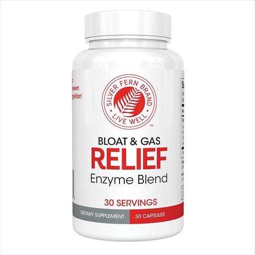 [BRSW2FA7BUGQ2HLU] Silver Fern Bloat & Gas Relief Digestive Enzyme Blend - 1 Bottle = 30 Servings - FODMAP & Bloating Digestion Supplement with Tolerase L, Pectinase & More (1 Bottle)